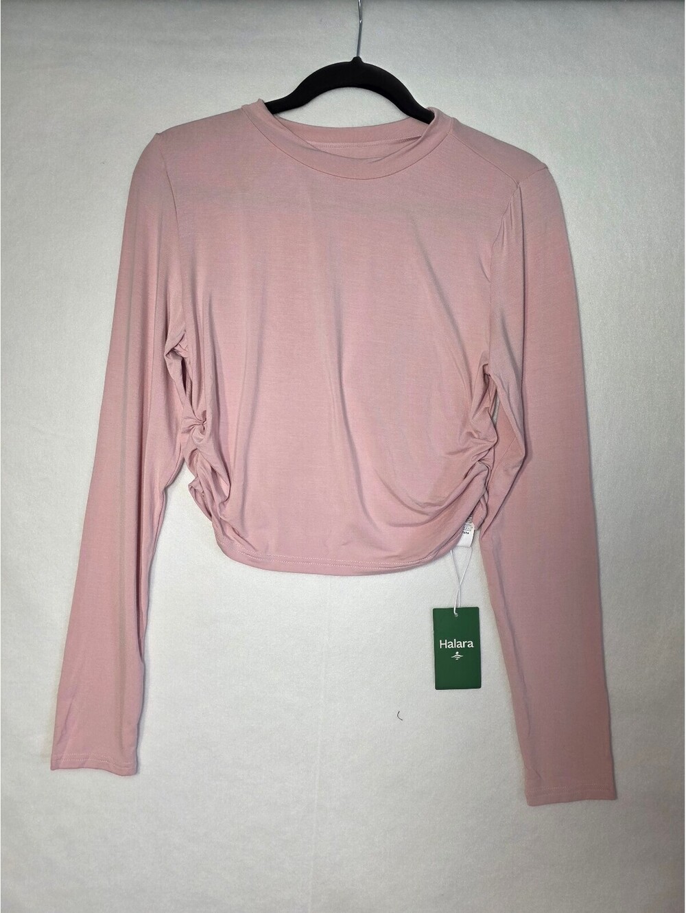 Halara Pink Long Sleeve Ruched Crop Top Size Large